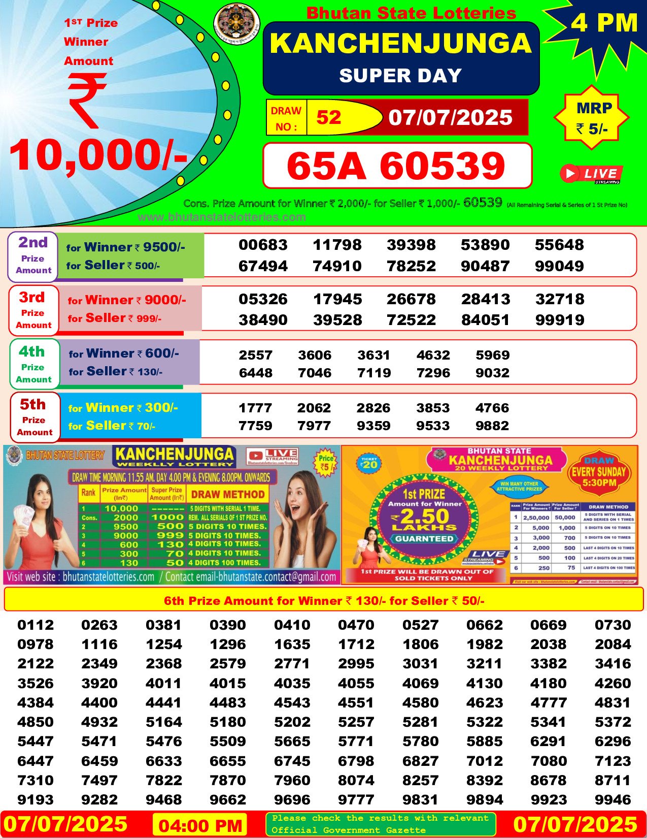 Bhutan Lottery Result Today: 2025-07-07-04:00 PM Bhutan Lottery Result Today: 2025-07-07-04:00 PM