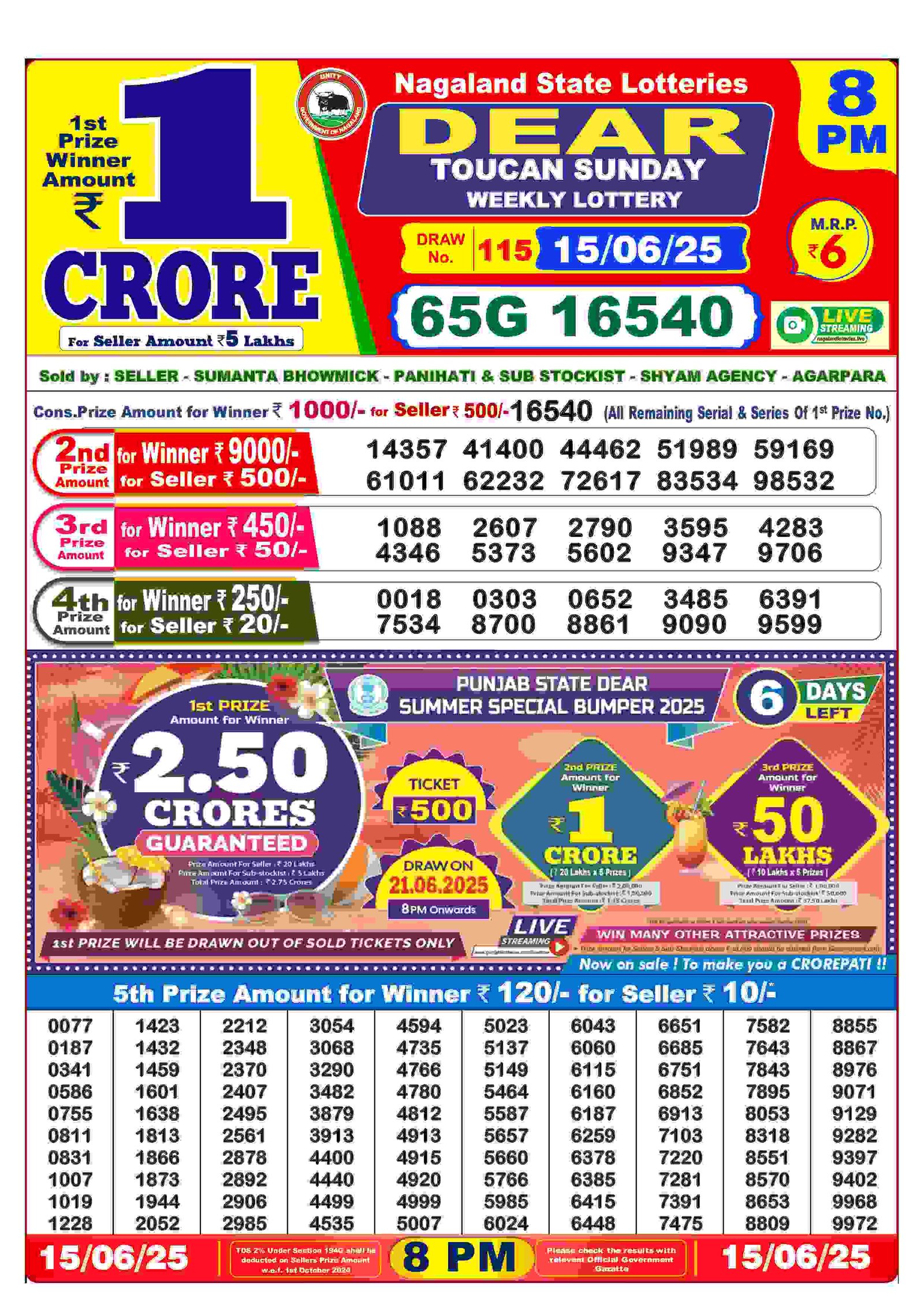 Lottery Sambad Result Today: 2025-06-15-08:00 PM Lottery Sambad Result Today: 2025-06-15-08:00 PM